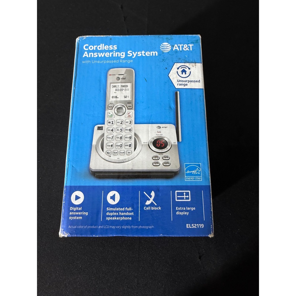 AT&T EL52119 Cordless Answering System Silver Call Block Speakerphone NEW
